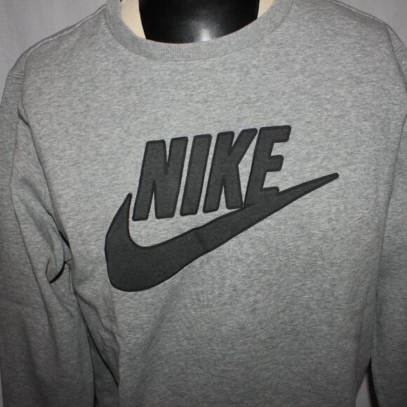 Vintage 90s Y2K Nike Swoosh Spellout Gray Crewneck Sweatshirt Men's X-Large - Picture 2 of 12